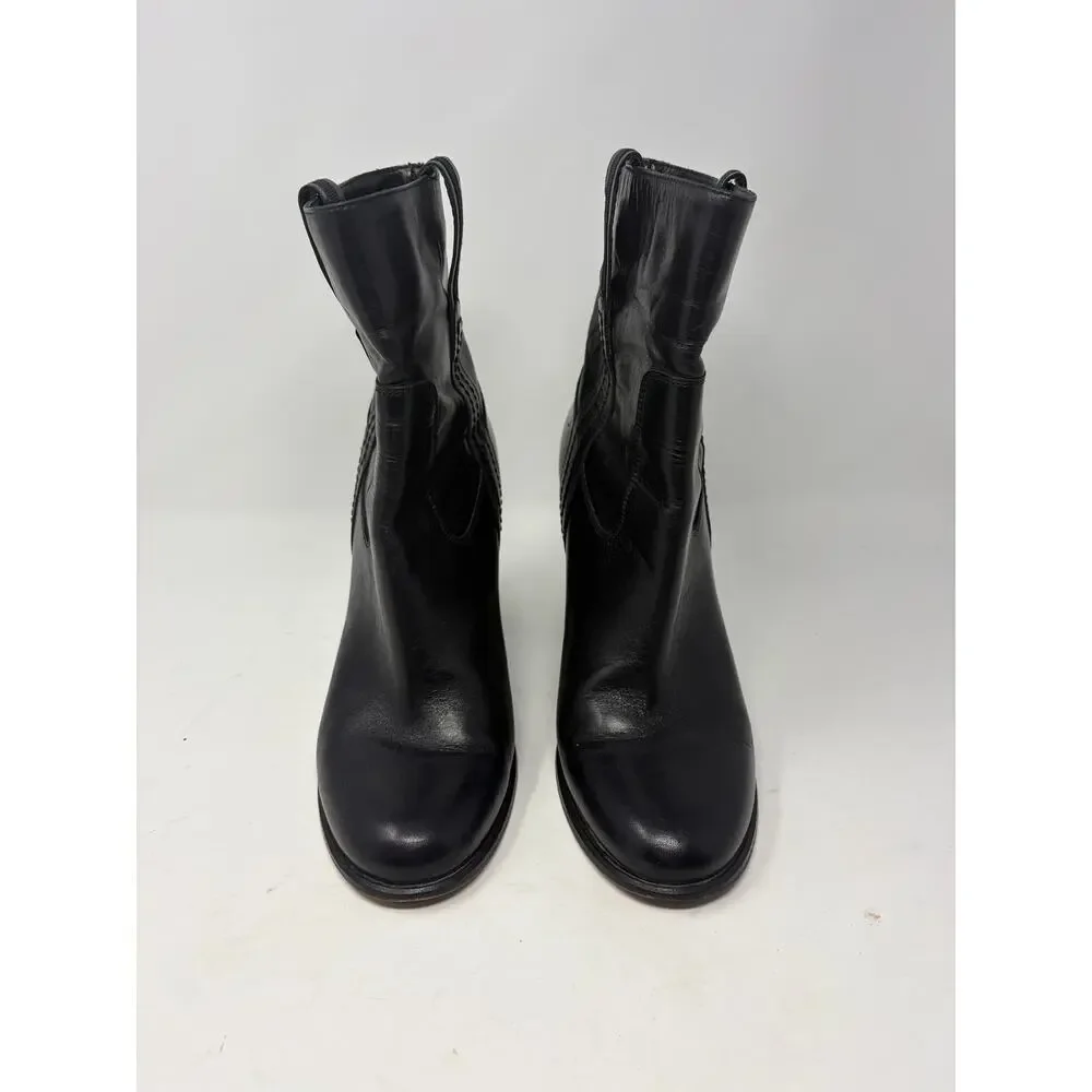 Kate Spade Baise heeled boots 10M black leather pull on almond toe